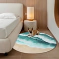 thumbnail image 5 of Area Rug 48in, Ombre Turquoise Ocean Wavy Beach Floor Carpet Living Room Rug, Abstract Wavy Texture Non-Slip Welcome Mat Indoor Rugs for Bedroom Dining Room, 5 of 9