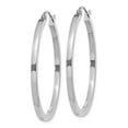 thumbnail image 2 of Real 14kt White Gold 2mm Princess Square Tube Hoops; for Adults and Teens; for Women and Men, 2 of 4