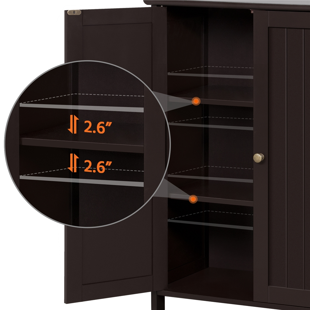 Yaheetech Free-Standing Floor Cabinet with Doors and Adjustable Shelves, Espresso - image 5 of 7