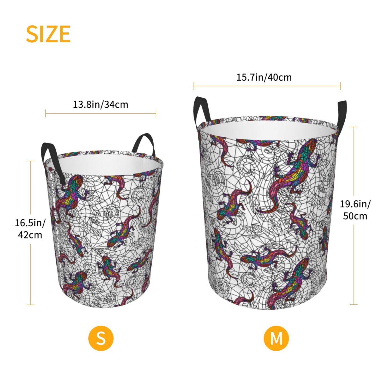 Large Laundry Basket with Handles - Colorful Lines Lizard Gecko Kids Baby Dirty Clothes Laundry Hamper for Bedroom Aesthetic