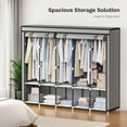 thumbnail image 3 of Riousery Portable Closet, 83 Inch Wardrobe Closet for Hanging Clothes 10 Storage Organizer Shelves, Grey, 3 of 6