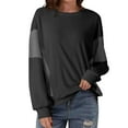 thumbnail image 2 of Womens Sweatshirts Cotton Crew Neck Casual Long Sleeve Pullover Tops Black L, 2 of 6