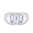 thumbnail image 2 of Emerald Cut Lab Created Moissanite Diamond Solitaire Signet Engagement Ring For Men In 14K White Gold Over Sterling Silver(G-H Color,VVS1 Clarity,3.6 Cttw)-7, 2 of 7