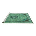 thumbnail image 2 of Ahgly Company Machine Washable Indoor Rectangle Medallion Turquoise Blue Traditional Area Rugs, 7' x 9', 2 of 4