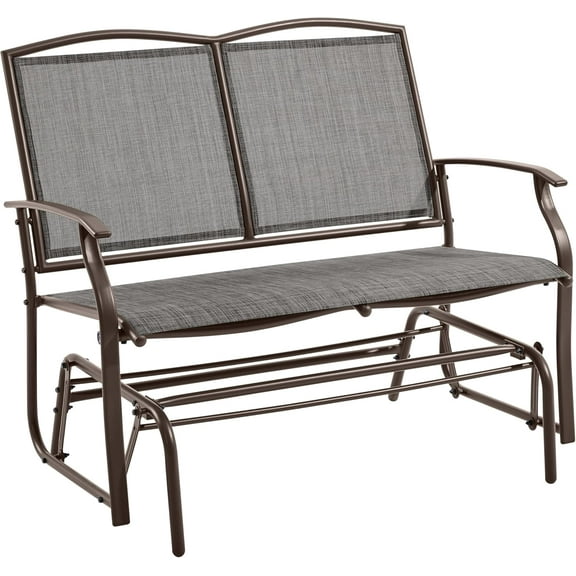 CRXX Outdoor Glider 2-Person Outdoor Glider Bench, Patio Glider Chair, Rocking Patio Chairs Outdoor Loveseat for Backyard, Poolside, Garden,Porch, Heavy Duty Steel Frame, Gray
