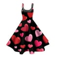 thumbnail image 4 of Evening Prom Party Dress For Valentine's Day Love Heart Print Fashion Swing A Line Sleeveless Dress Black XL, 4 of 4