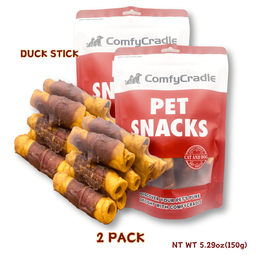(2 Pack)ComfyCradle Beef-Filled Duck Rawhide Sticks, Dental Dog Treats, 5.29 oz