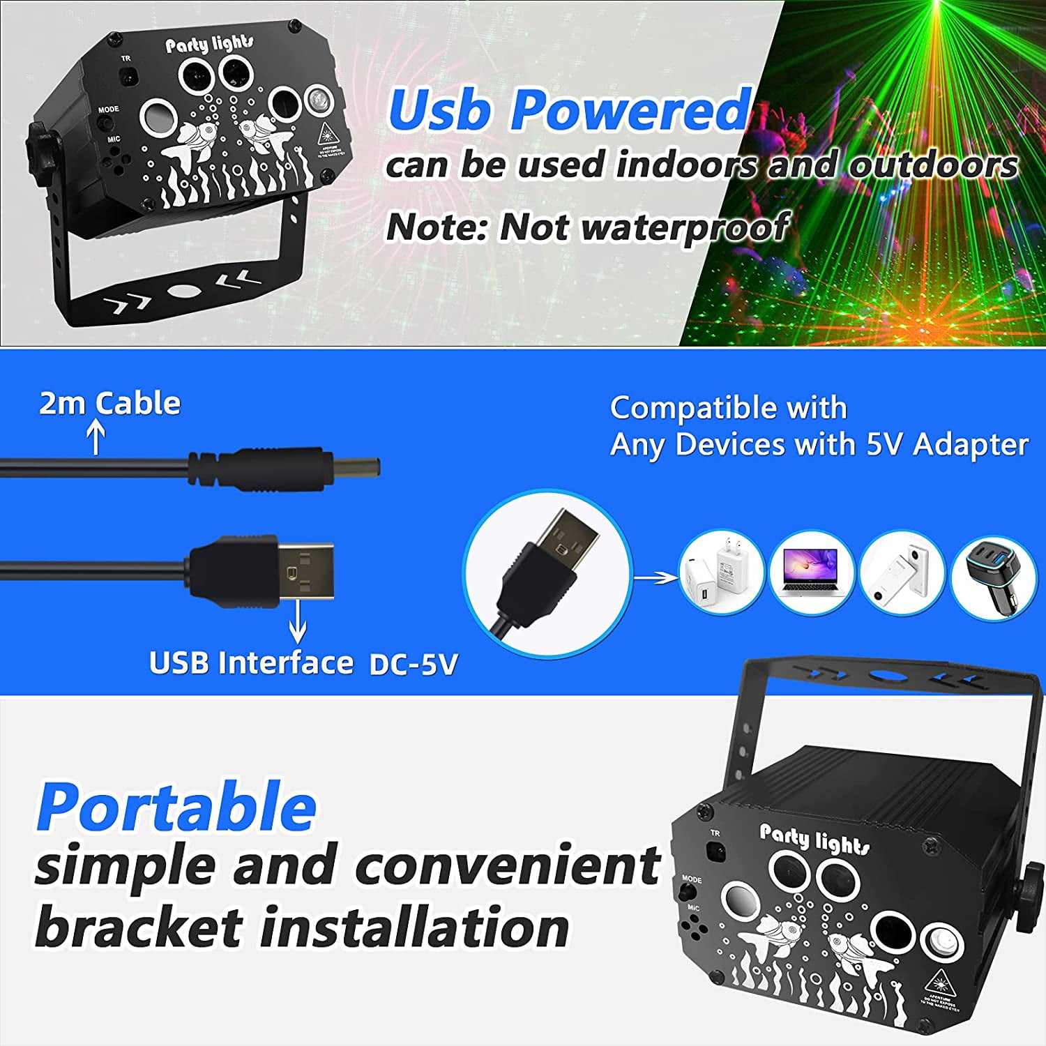 LNKOO Party Lights, RGB Disco Light with Remote Control Dj Lighting, Strobe Lamp Stage Par Light for Home Room Dance Parties Bar Karaoke Xmas Wedding Show Club