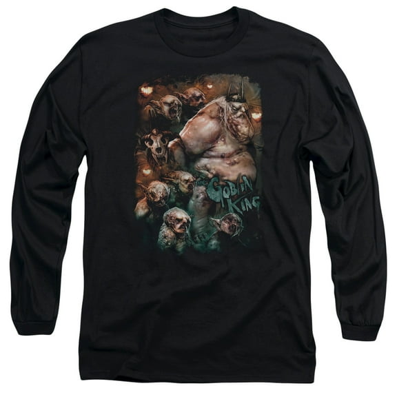 The Hobbit Goblin King Long Sleeve Adult 18/1 T-Shirt Black