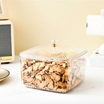 Desktop Storage Box, Clear PET Container, Large Capacity, With Dust Cover & Handle, Stackable, Suitable For Dried Fruit Snack Fruit Dresser Organizing, Kitchen Bedroom Bathroom Use