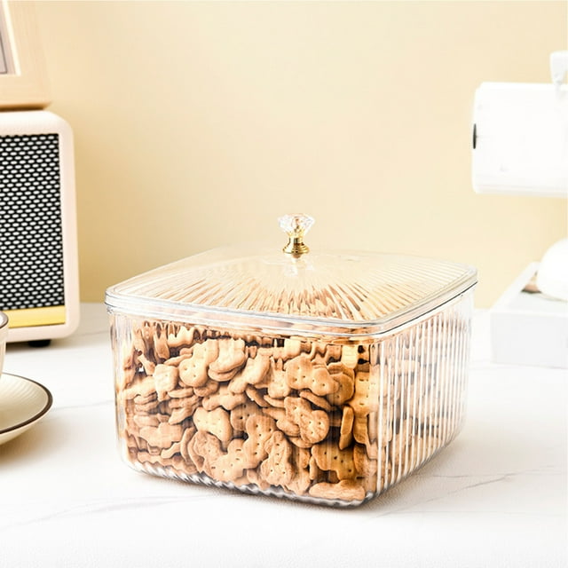 Caja de almacenamiento de escritorio de PET transparente | Organizador apilable con cajones para frutos secos, aperitivos y aparador | Contenedor de almacenamiento doméstico de 16,5 x 15,5 x 11,4 cm