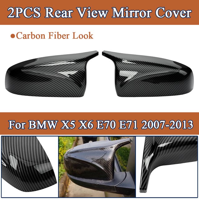 ALLTIMES M Style Rear View Mirror Cap Cover for BMW X5 X6 E70 E71 2007-2013, Carbon Fiber Look ABS Plastic