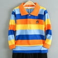 thumbnail image 7 of SGFCWSX Boys Long Sleeve Polo Shirt, Kids Collared Top Striped Casual School Daily Tees Orange Size 3-4Years, 7 of 7