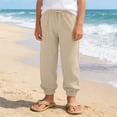thumbnail image 6 of JAJAHO Girls Jogger Pants Breathable Linen Casual Drawstring Loose Fit Ankle-Tied Pants Summer Beach Vacation Clothes 7-16Y Versatile Trousers, 6 of 7