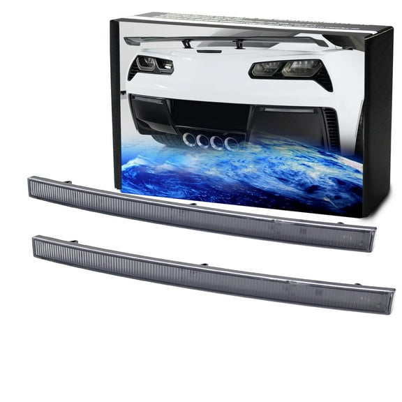 Semi-Clear Lens w/Black Inside Rear Bumper Reflector Lenses For 2014-19 Chevrolet C7 Corvette, OE-Spec LH RH Assembly
