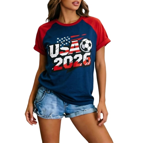 USA Shirts for Women American Graphic T-Shirts USA Flag Print Casual Short Sleeve Tops