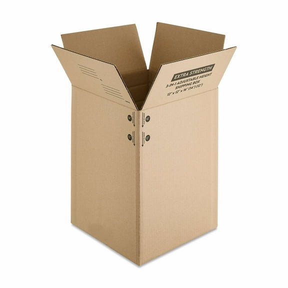 Pen+Gear Adjustable 3-in-1 Multi-Depth Shipping Box, 12" x 12" x 16", 1 Count