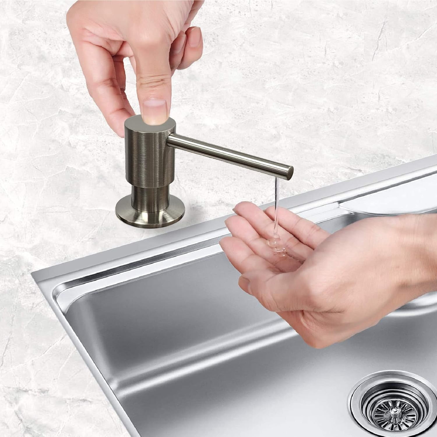 Strictly Sinks Contemporary Liquid Soap Dispenser - Stainless Steel Dish Refillable Soap Dispenser
