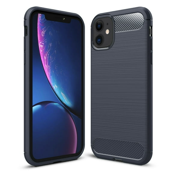 Apple iPhone 11 Phone Case Silicone Carbon Fiber Sleek Texture Design Slim NAVY Case Hybrid Armor, Anti-Slip, Good Grip Shock Absorbing Protective Rubber TPU Rugged Cover for Apple iPhone 11 / 6.1"
