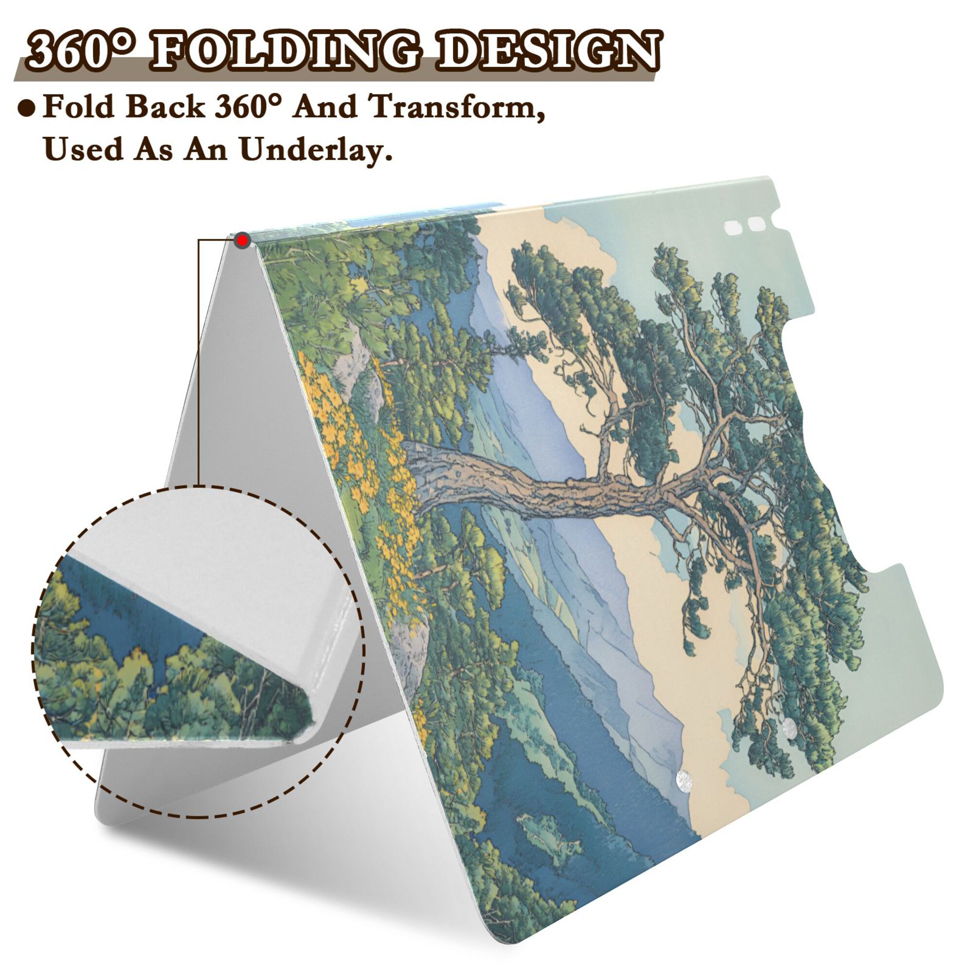 FORMRS A4 Clipboard Folder with Pen Holder Horizontal Foldable School Office Binder, Beige Mountain