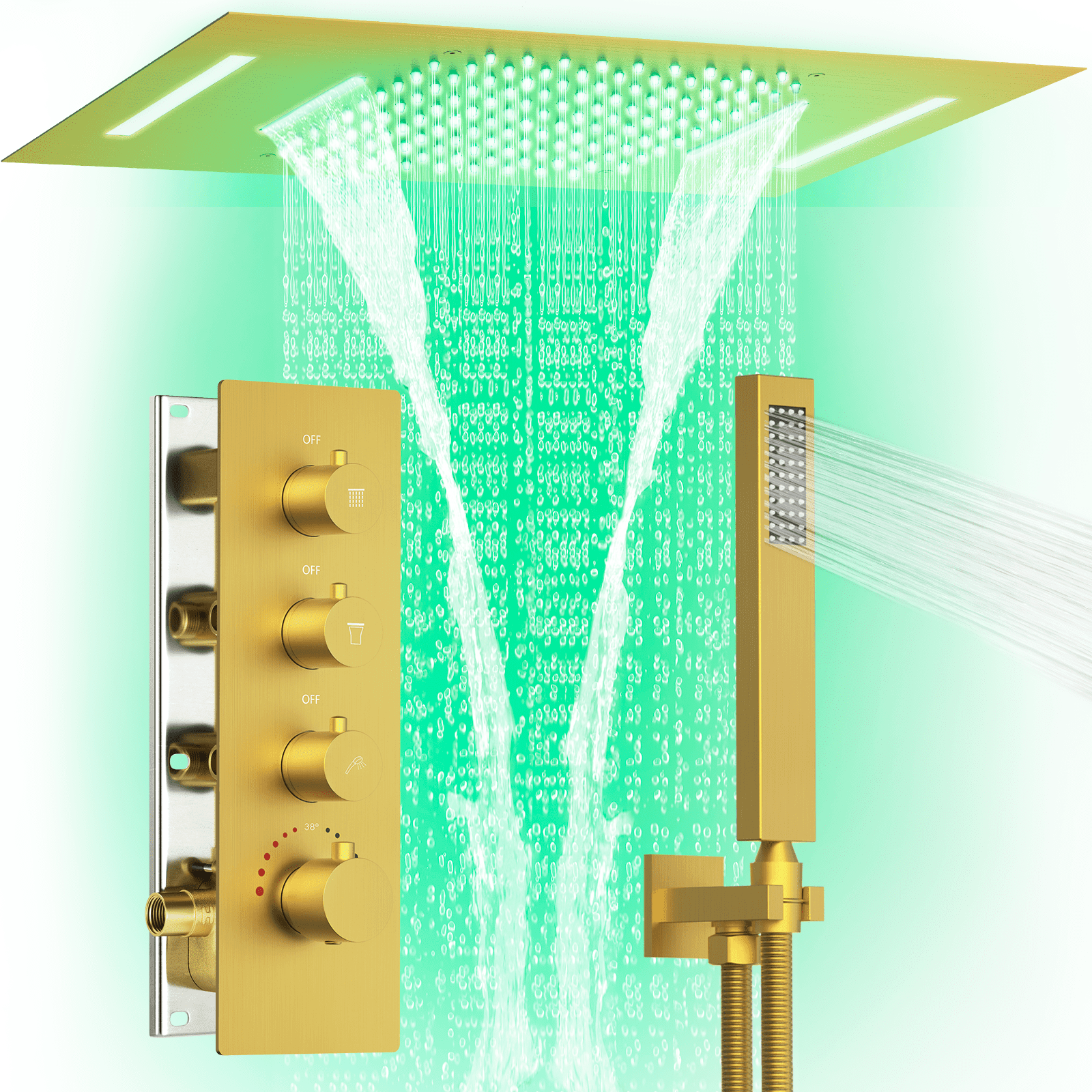 EVERSTEIN Luxury Multi Color LED Thermostatic Shower Head System