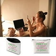 thumbnail image 5 of Zuo Bao I Look Pretty in Pink And Gorgeous in Green Make Up Bag Graduation Gift For Sorority Sister (Pretty in Pink White), 5 of 7
