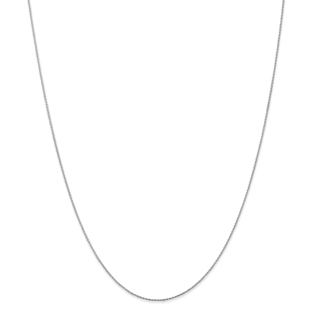 14K White Gold .85mm Round Diamond Cut Wheat Chain 30 Inch