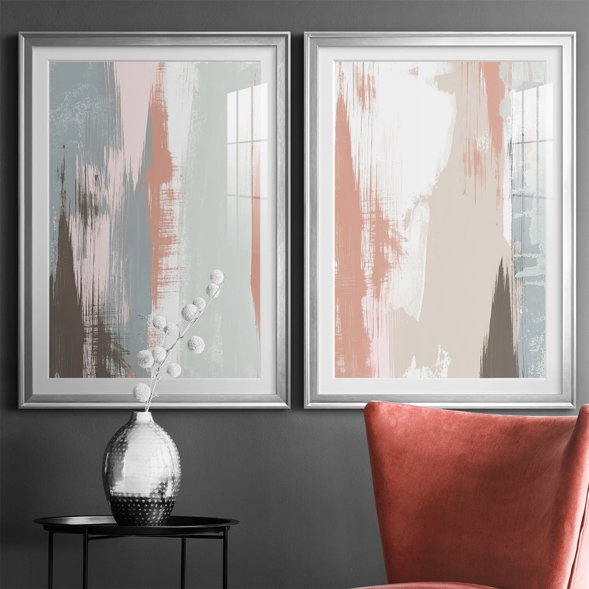 Wexford Home Sandstone Peel I Premium Framed Print, 26.5" x 36.5" - Ready to Hang, Silver (Set of 2)