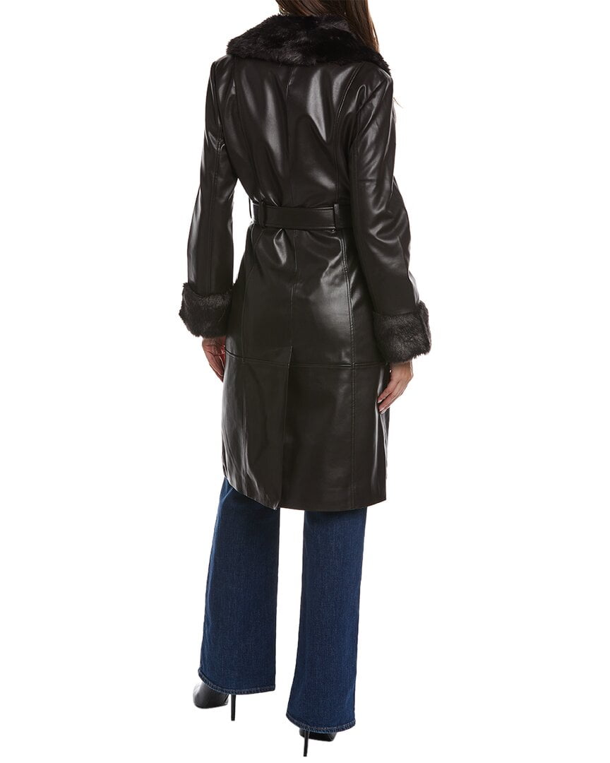 Via Spiga Womens Faux Leather Midi Trench Coat