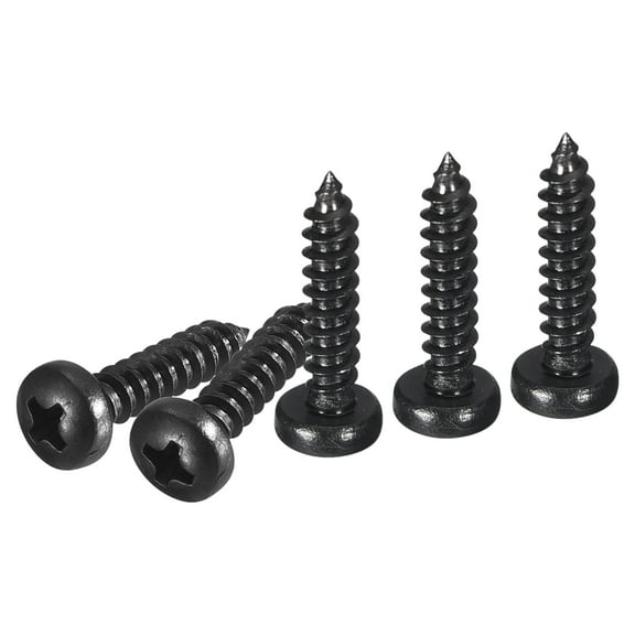 Uxcell #4x1/2" Black Screws - 25Pack - 304 Stainless Steel Pan Head Phillips Screw