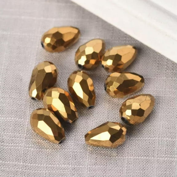 U8MO Teardrop 5x3 7x5 12x8 15x10 18x12mm Faceted Crystal Glass Loose Crafts Beads lot-5x3mm(100pcs)-Gold