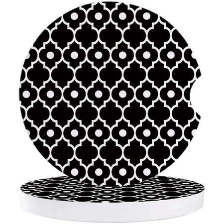 

FMSHPON Morocco Pearl Printed Black Set of 6 Car Coaster for Drinks Absorbent Ceramic Stone Coasters Cup Mat with Cork Base for Home Kitchen Room Coffee Table Bar Decor