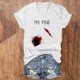 thumbnail image 1 of Fiudx Ofertas y Liquidaciones Camiseta de Manga Corta con Cuello En V y Estampado de Halloween para Mujer, 1 of 3