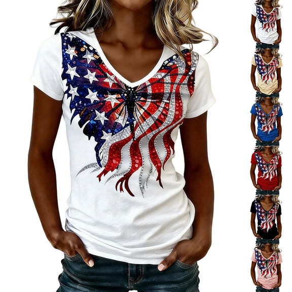 USA 250th Anniversary Shirt Independence Days Womens T Shirts Graphic Tee Crew Neck Short Sleeve Beige Top L