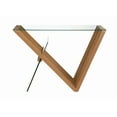 thumbnail image 2 of Benjara BM206489 30 x 42 x 15.5 in. Glass Top Sofa Table with V Shaped Wooden Base, Clear & Brown, 2 of 5
