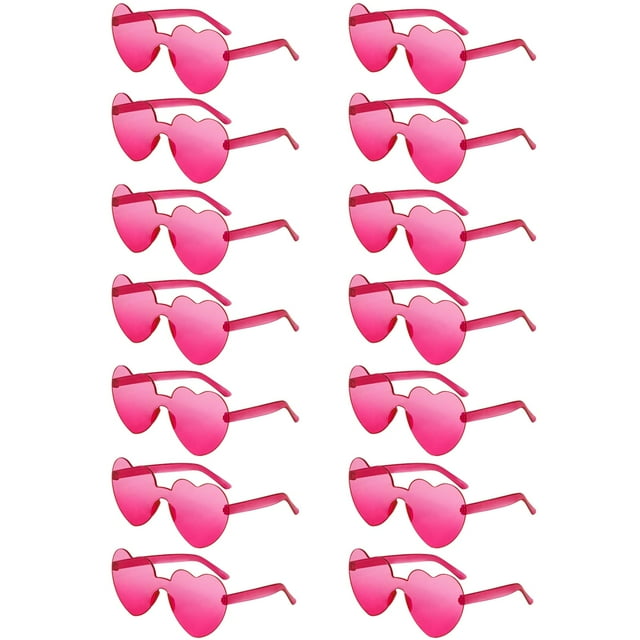 Gafas de sol Geopty color rosa neón con forma de corazón para mujer, paquete de 14