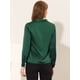 thumbnail image 3 of Blusa de satén Allegra K para mujer con cuello en V y manga larga Verde oscuro L, 3 of 4