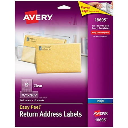 Avery Matte Frosted Clear Return Address Labels for Inkjet Printers, 2/3