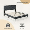 thumbnail image 3 of Costway Queen Size Bed Frame with Button-Tufted Headboard & Wooden Slats Easy Assembly, 3 of 10