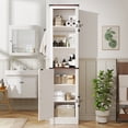 thumbnail image 5 of DIYART 71" Tall Bathroom Cabinet, Farmhouse Storage Cabinet with Adjustable Shelves, Narrow Linen Cabinet for Bathroom, Laundry, and, Living Room, White, 5 of 7