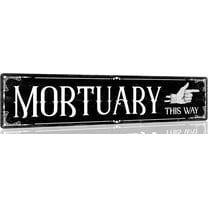 Mortuary This Way Tin Sign Vintage Halloween Metal Signs Gothic Halloween Witch Decorations for Cafe Bar Kitchen 4x16 Inch