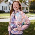 thumbnail image 3 of Uorisanigo Girls Oversized Sweatshirts Cherry Blossom Dragon Long Sleeve Half Zip Pullover Sweatshirt Lightweight Athletic Pullover Tops Half Zip Mock Neck Hoodies Jackets Trendy Clothes, 3 of 7