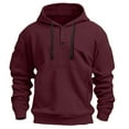 thumbnail image 4 of Lorytime Men's Hoodies Oversized Solid Sweatshirt Buttom Long Sleeve Drawstring Pullover with Pocket Tops Red 2XL, 4 of 5