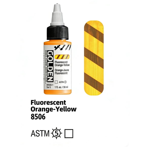 Golden Peinture Acrylique à Haut Débit, orange-Jaune Fluorescent, 30ml, Peinture Acrylique Professionnelle pour Aérographe, Encrage et Techniques d'Art