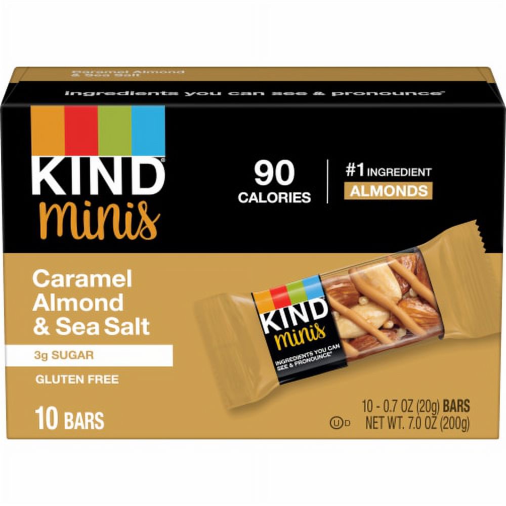 2X-KIND Minis Gluten Free Caramel Almond & Sea Salt Healthy Snack Bars - 0.7 oz - 10 ct