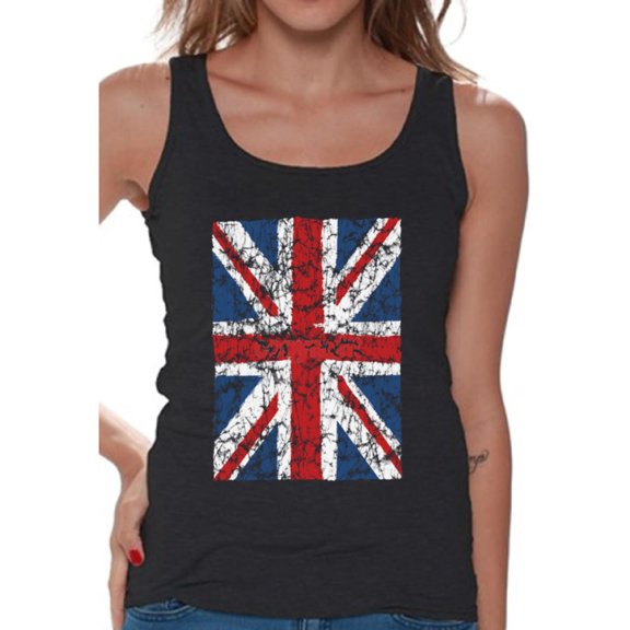 Awkward Styles Jack Flag Tank Top Stylish T Shirt for Ladies Tank Top for Girlfriend Patriotic Shirt United Kingdom Flag Shirt for Her England Lovers Tank Top for Sister New England