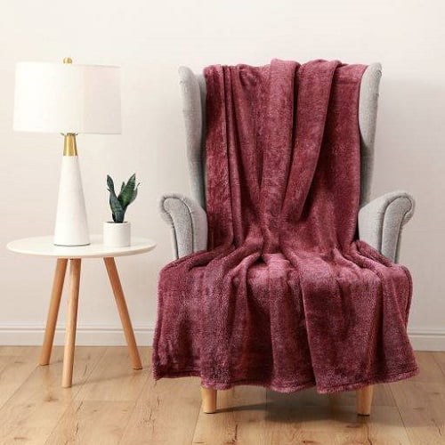 Berkshire Blanket & Home Eco Plush Throw Blanket, Wine, Oversized Throw