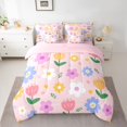 thumbnail image 2 of Feelyou Pink Groovy Flower Twin Bedding Sets 7-Piece, Kawaii Cartoon Floral Bedding Comforter Set, Teens Kids Girls Women Reversible Sheet Sets, Breathable Home Decor, 2 of 8