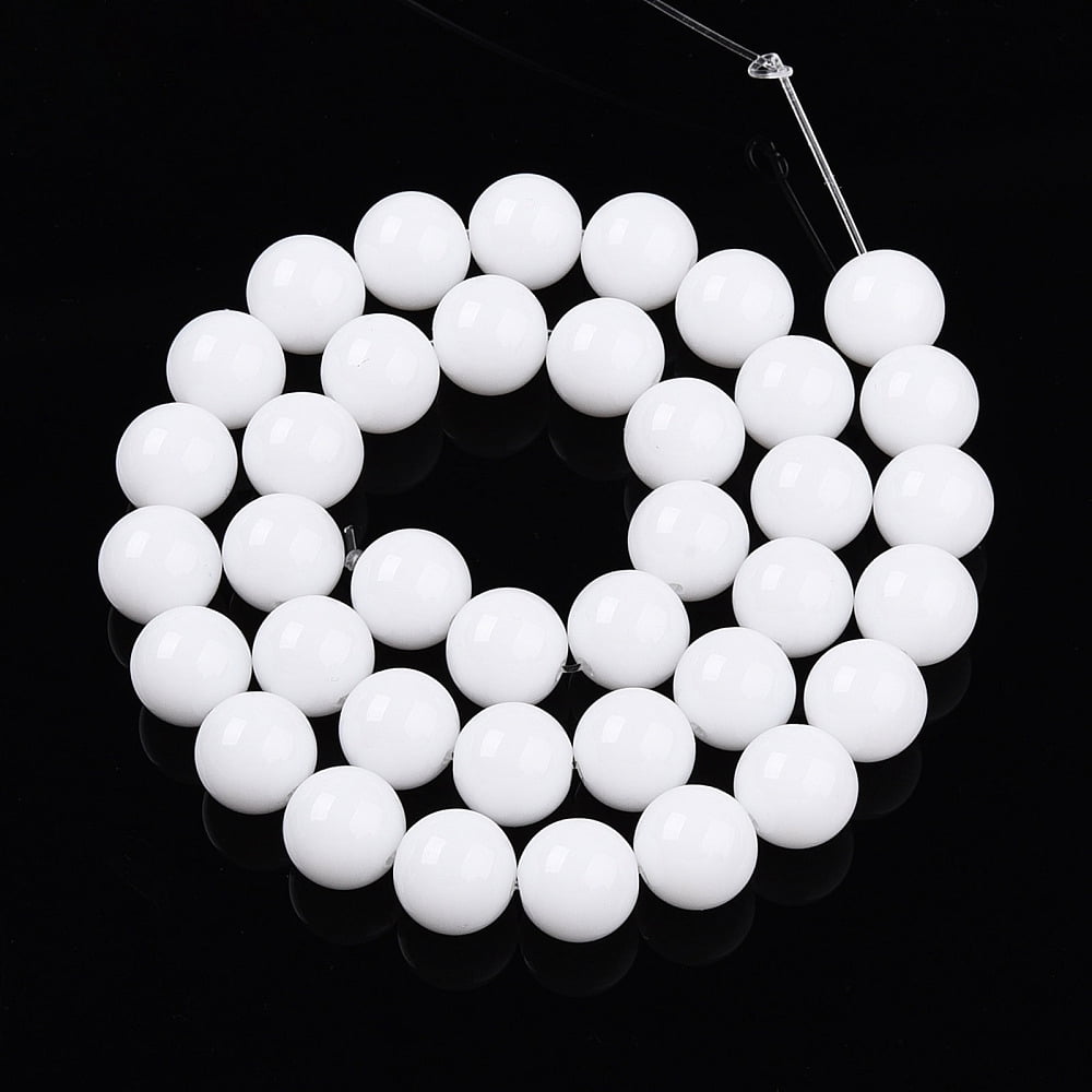 Baking Painted Opaque Glass Beads Strands Round White 10mm Hole: 1mm about 40pcs/strand 15.16''(38.5cm)