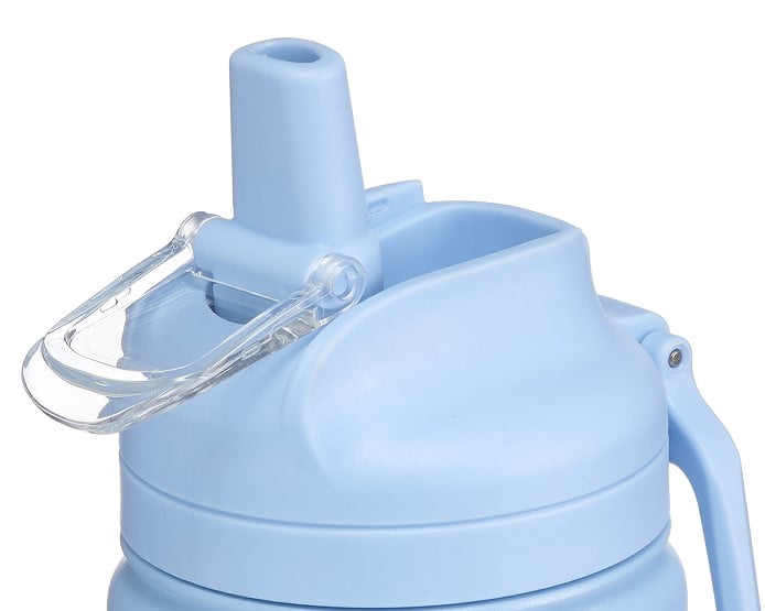 Mainstays 32 fl oz Blue Essence Solid Print Plastic Water Bottle with 2 Interchangeable Lids